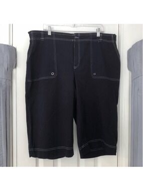 Sag Harbor Wide Leg Utility Cargo Style Bermuda Shirts Stretch Y2K Size 20W Navy